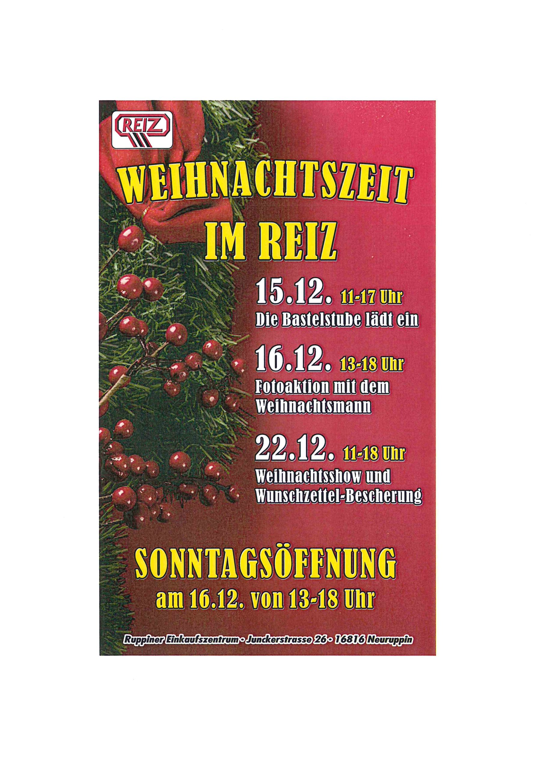 Weihnachten im REIZ Weihnachten im REIZ